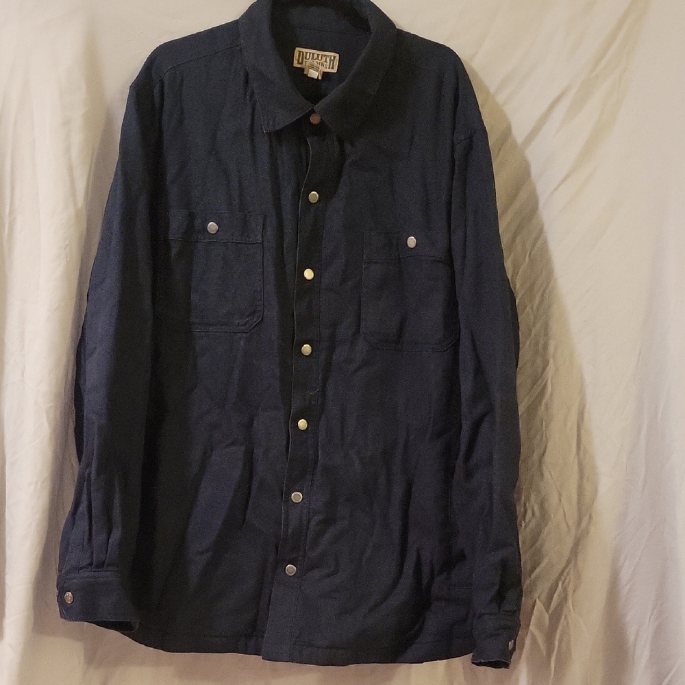 Duluth Trading Co Navy Button-Front Shirt Jacket